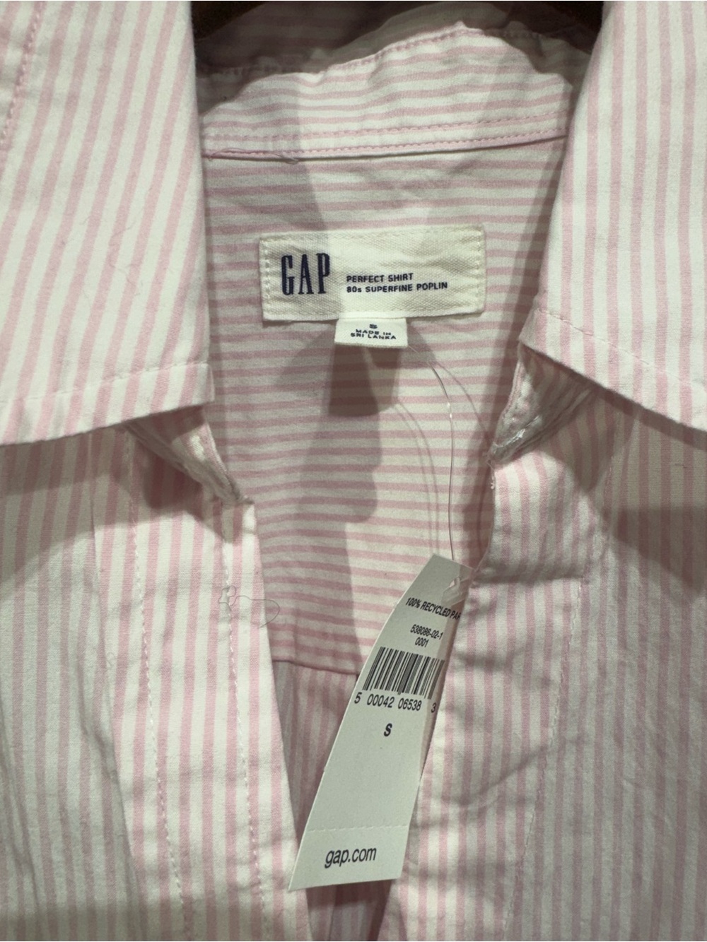 0077 GAP Pink Striped Button-Front Women's Shirt - Picture 3 of 4